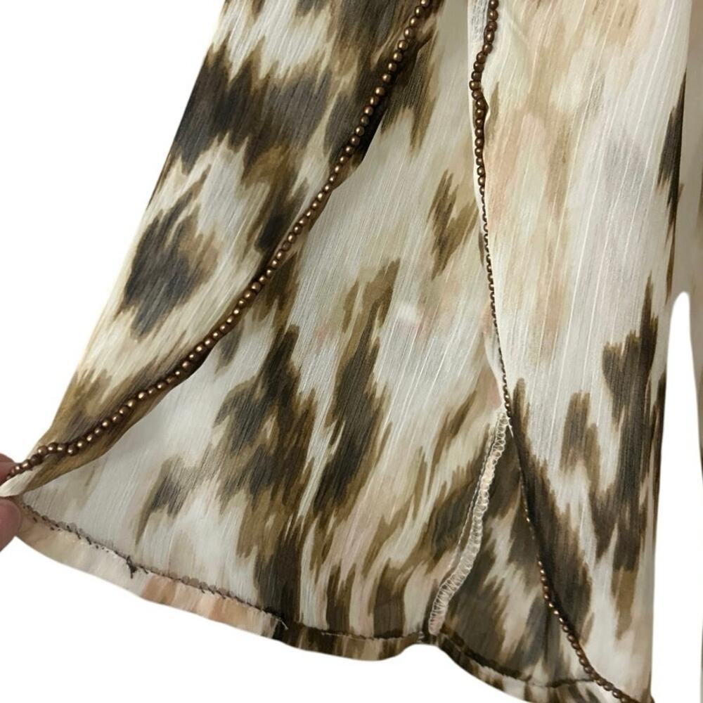 Chico’s Sheer Metal Embellishment Longline Split Sleeve Tunic Top Large Boho - Picture 7 of 13
